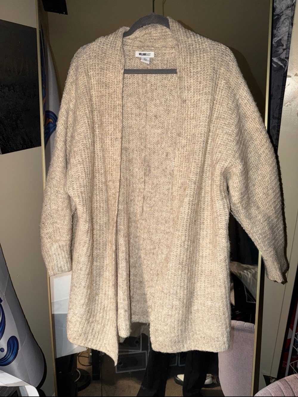 William Rast Cream Open-Front Knit Cardigan